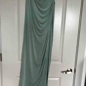 Lucy in the Sky Draped Maxi Skirt  in Soft Green
